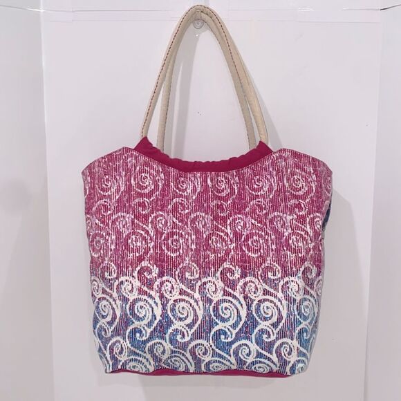 Sun N Sand Messina Large Cotton Tote Tropical Hibiscus Floral Design - Picture 5 of 17